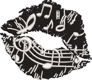 Music Symbols Lips Embroidery Design Music Symbols Lips Embroidery Design
