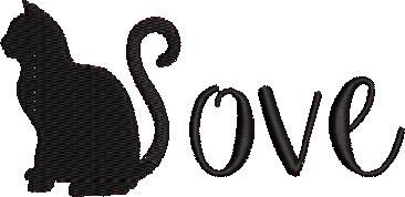 Cat Love Word Art Embroidery Design