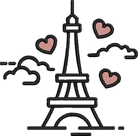 Love Tower With Clouds Embroidery Design Love Tower With Clouds Embroidery Design