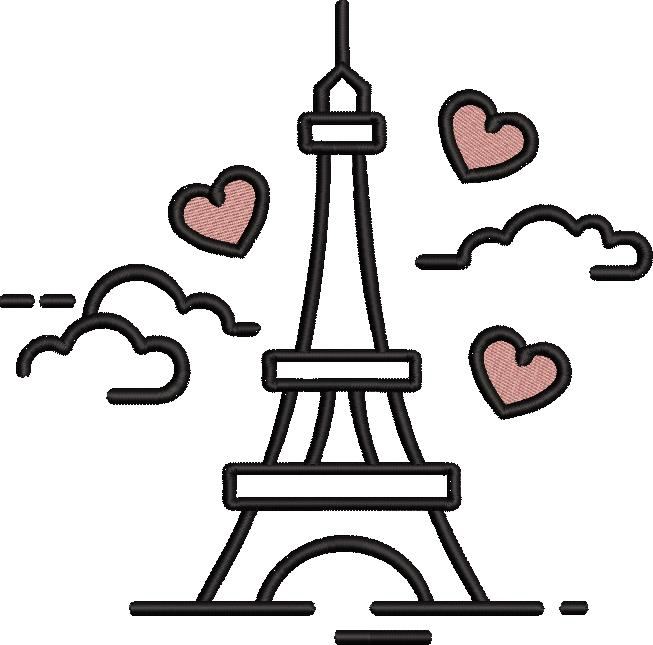 Love Tower With Clouds Embroidery Design Love Tower With Clouds Embroidery Design