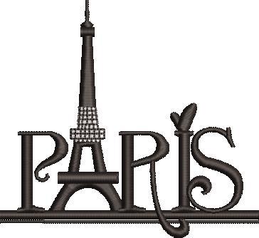 Paris Word Art Embroidery Design 
