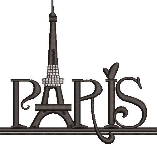 Paris Word Art Embroidery Design 