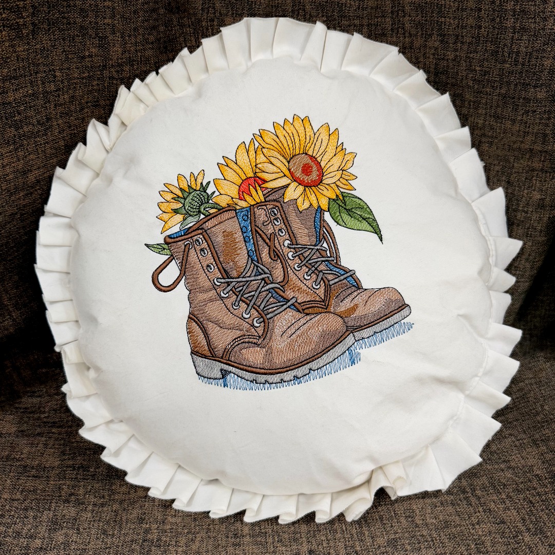 Dirty Combat Boot With Sunflowers Dirty Combat Boot With Sunflowers