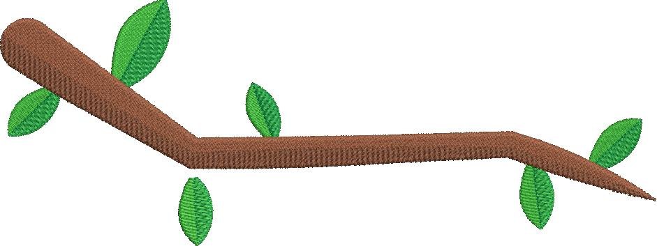 Tree Branch With Green Leaves Embroidery Design Tree Branch With Green Leaves Embroidery Design