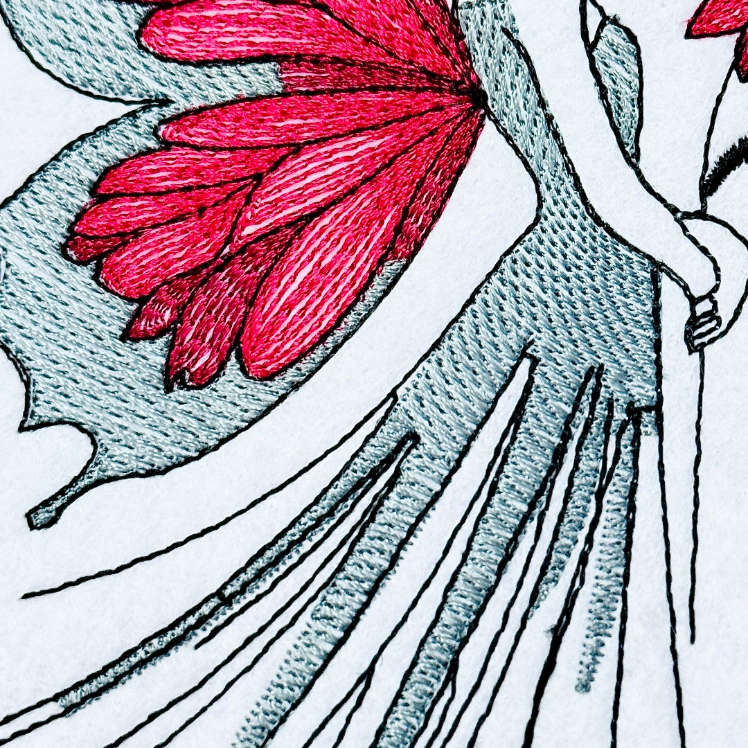 Stained Glass Red Wings Fairy