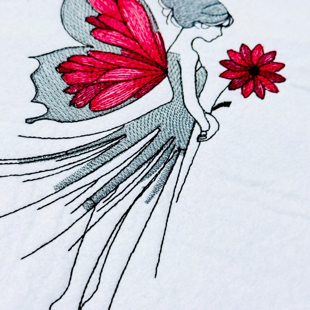 Stained Glass Red Wings Fairy