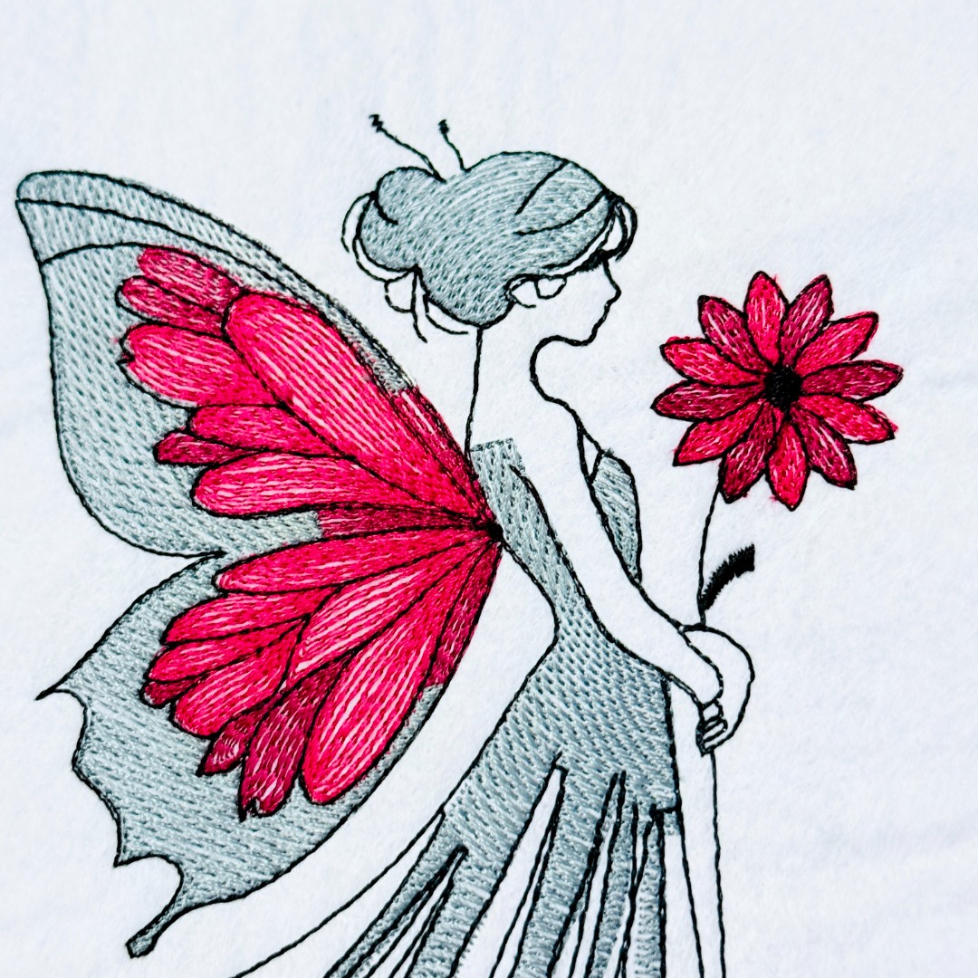Stained Glass Red Wings Fairy