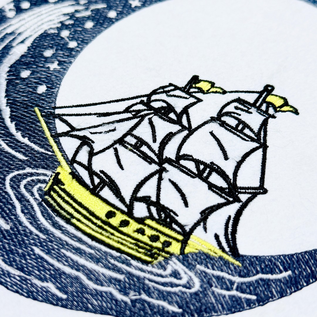 Starry Night Moon With Ship