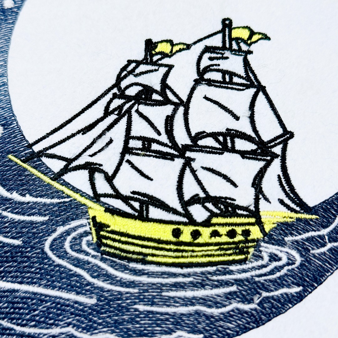 Starry Night Moon With Ship