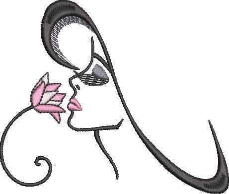 Woman With Flower Embroidery Design Woman With Flower Embroidery Design