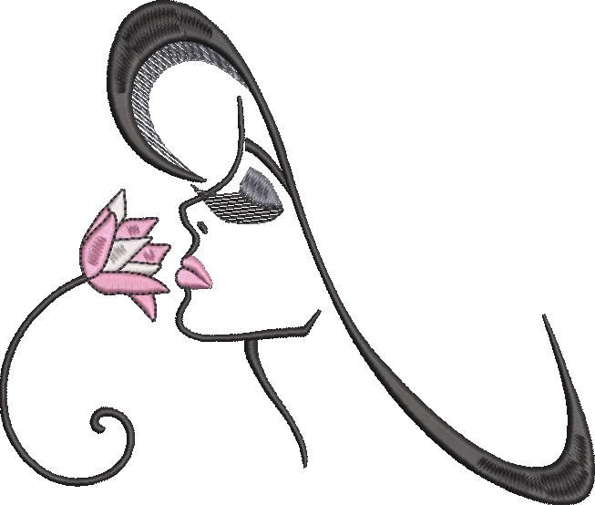 Woman With Flower Embroidery Design Woman With Flower Embroidery Design