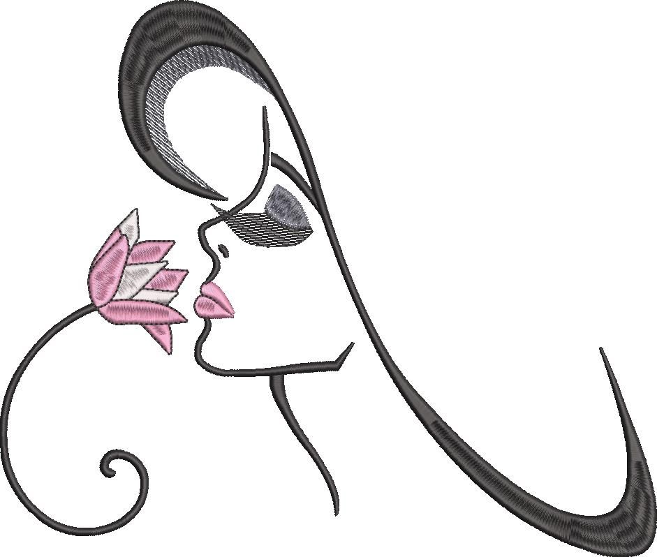 Woman With Flower Embroidery Design Woman With Flower Embroidery Design