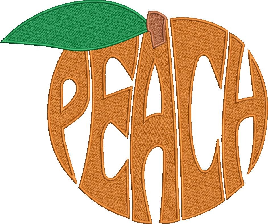 Peach Word Art Embroidery Design