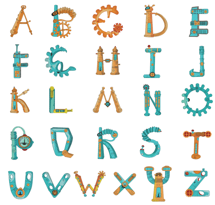Mechanical Alphabets Collection