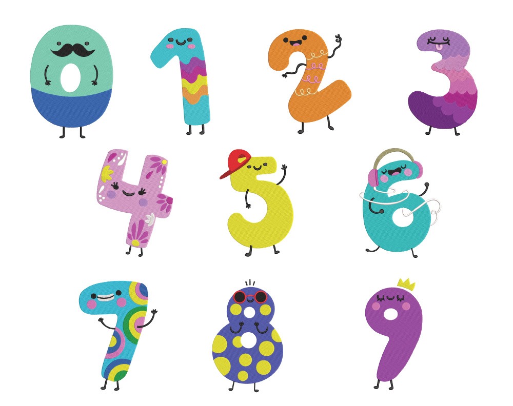 Set of numbers 0 to 9 Set of numbers 0 to 9
