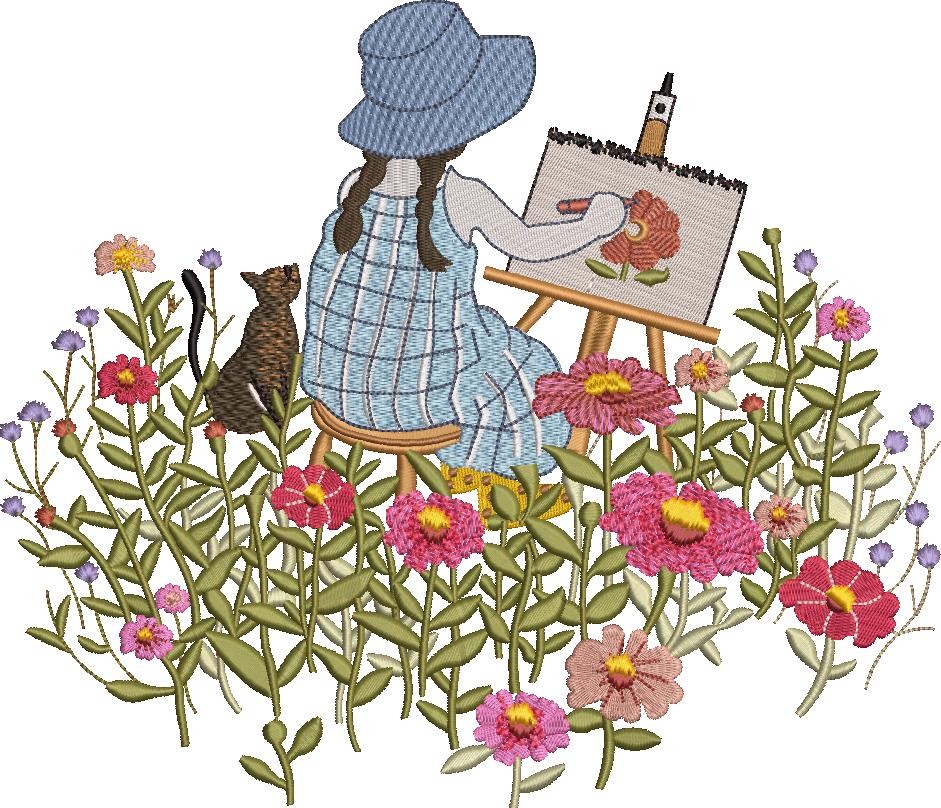Girl Painting Embroidery Girl Painting Embroidery