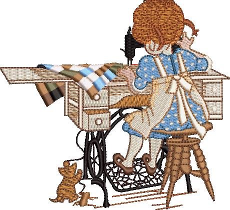 Girl Sewing Machine
