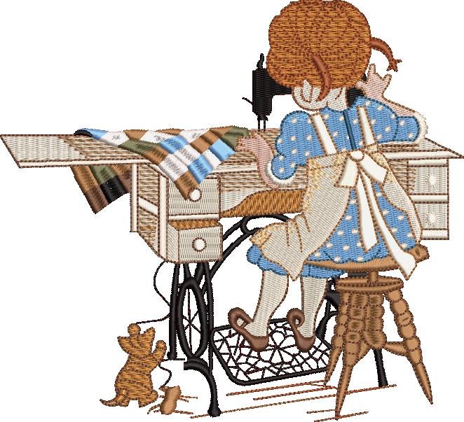 Girl Sewing Machine