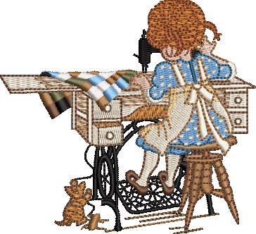 Girl Sewing Machine