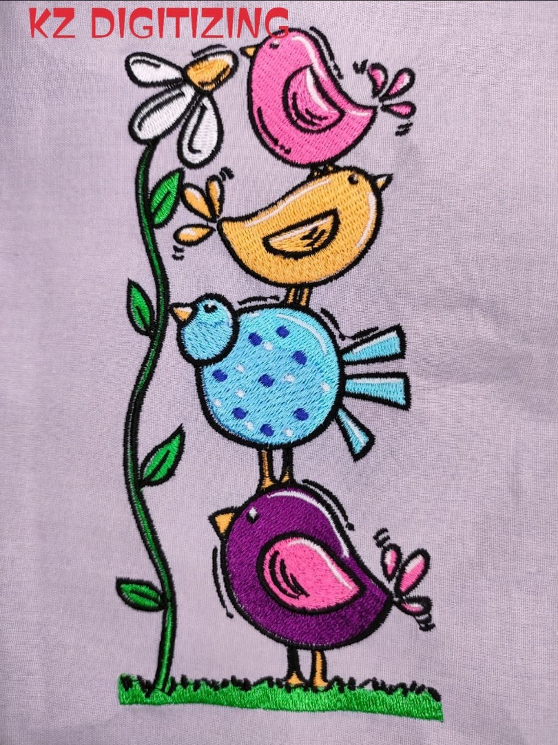 Cute Birds And Flower