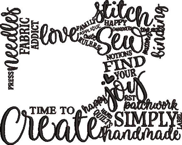 Sewing Machine Word Art Embroidery Pattern
