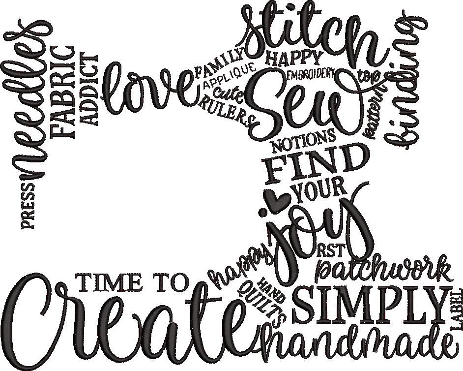 Sewing Machine Word Art Embroidery Pattern