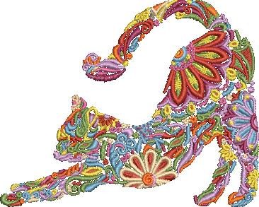 Floral Cat Embroidery Floral Cat Embroidery