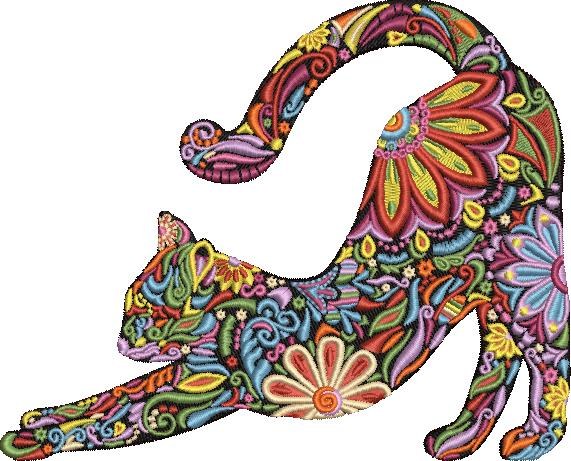 Floral Cat With Black Background Floral Cat With Black Background