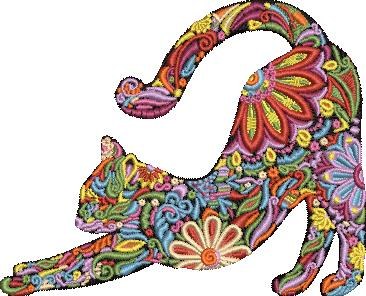 Floral Cat With Black Background Floral Cat With Black Background