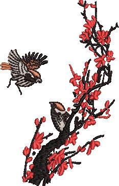 Sparrows On A Blossom Tree Sparrows On A Blossom Tree