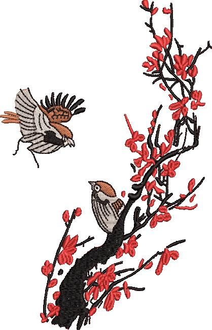 Sparrows On A Blossom Tree Sparrows On A Blossom Tree