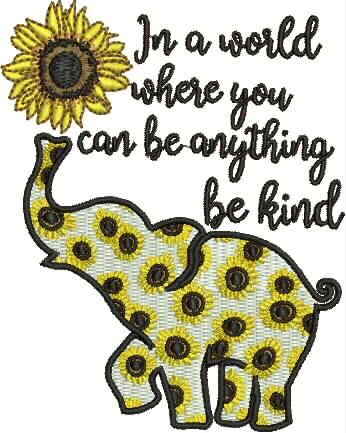 Be Kind Sunflower Elephant Quote Be Kind Sunflower Elephant Quote