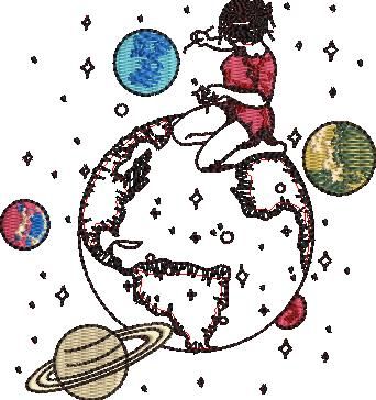 Girl Painting Planets