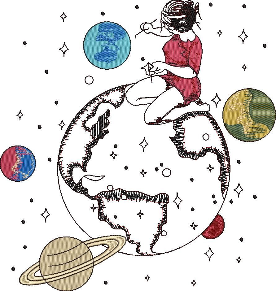 Girl Painting Planets