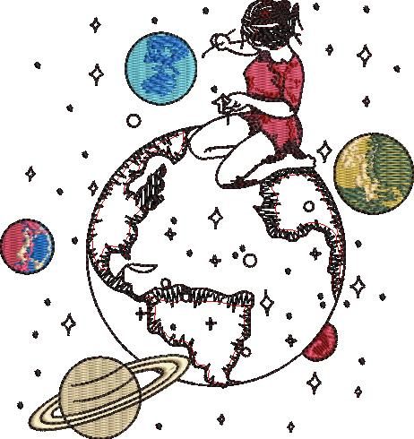 Girl Painting Planets