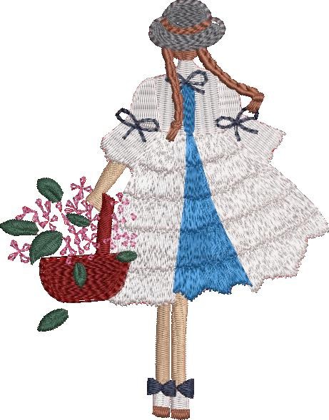 Girl Holding A Flower Basket