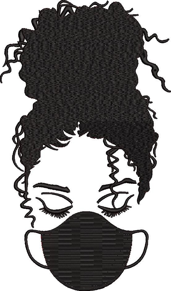 Curly Hair Girl With Mask