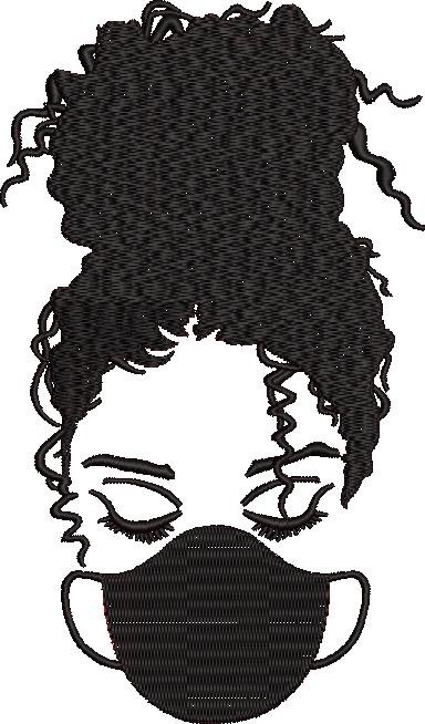 Curly Hair Girl With Mask