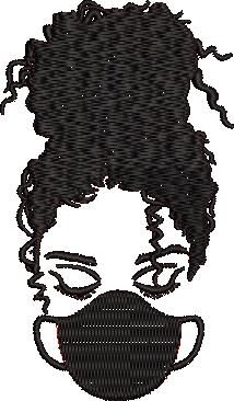 Curly Hair Girl With Mask