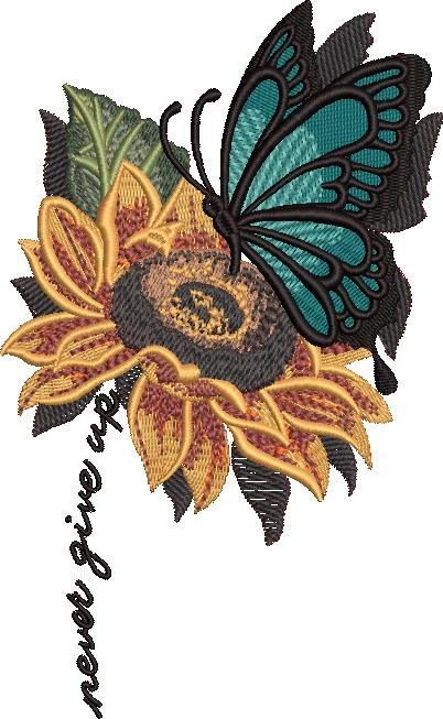 Sunflower Butterfly Never Give Up Sunflower Butterfly Never Give Up