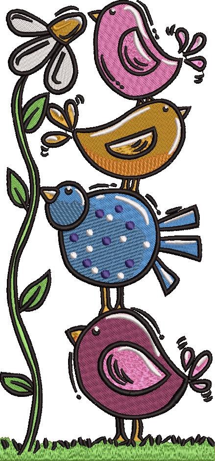 Cute Birds And Flower