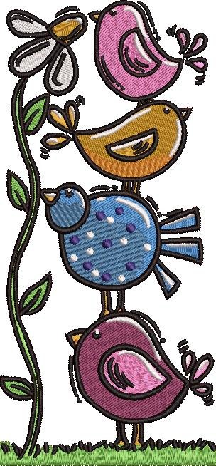 Cute Birds And Flower