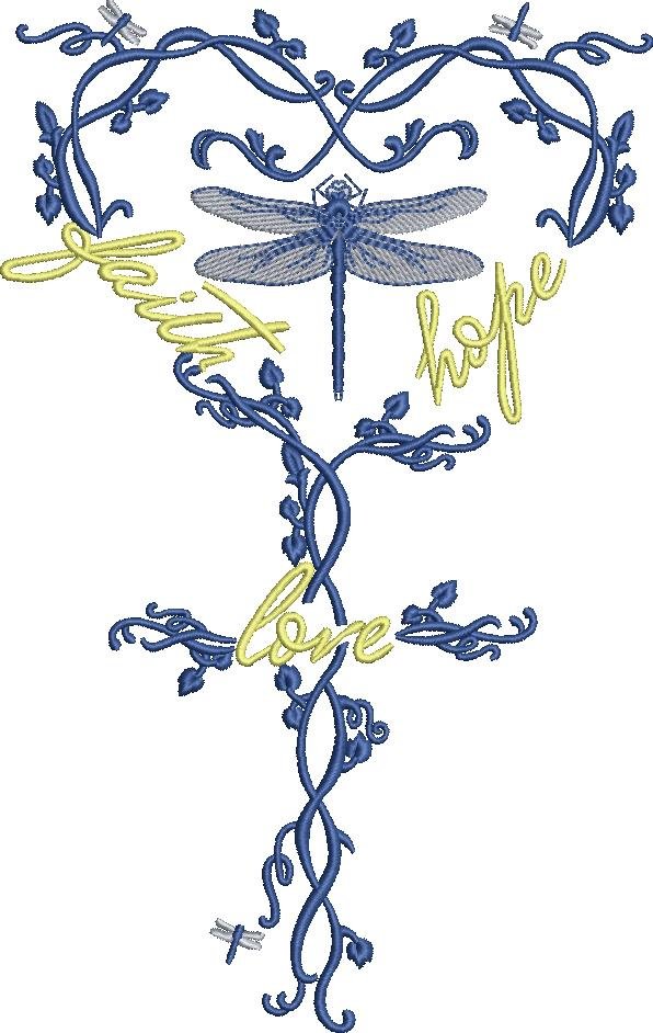 Faith Love Hope Dragonfly Emblem