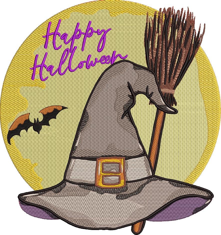 Happy Halloween Witch Hat And Broomstick Happy Halloween Witch Hat And Broomstick