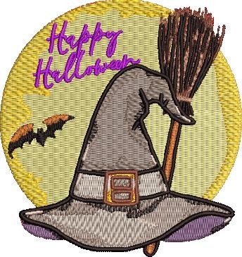 Happy Halloween Witch Hat And Broomstick Happy Halloween Witch Hat And Broomstick