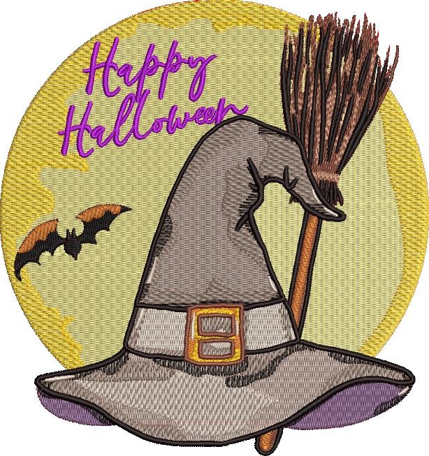 Happy Halloween Witch Hat And Broomstick Happy Halloween Witch Hat And Broomstick