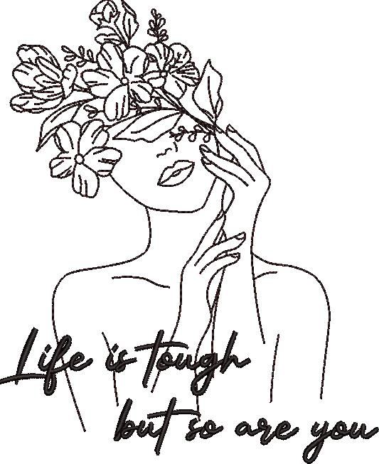 Life Is Tough Floral Woman Line Art Life Is Tough Floral Woman Line Art