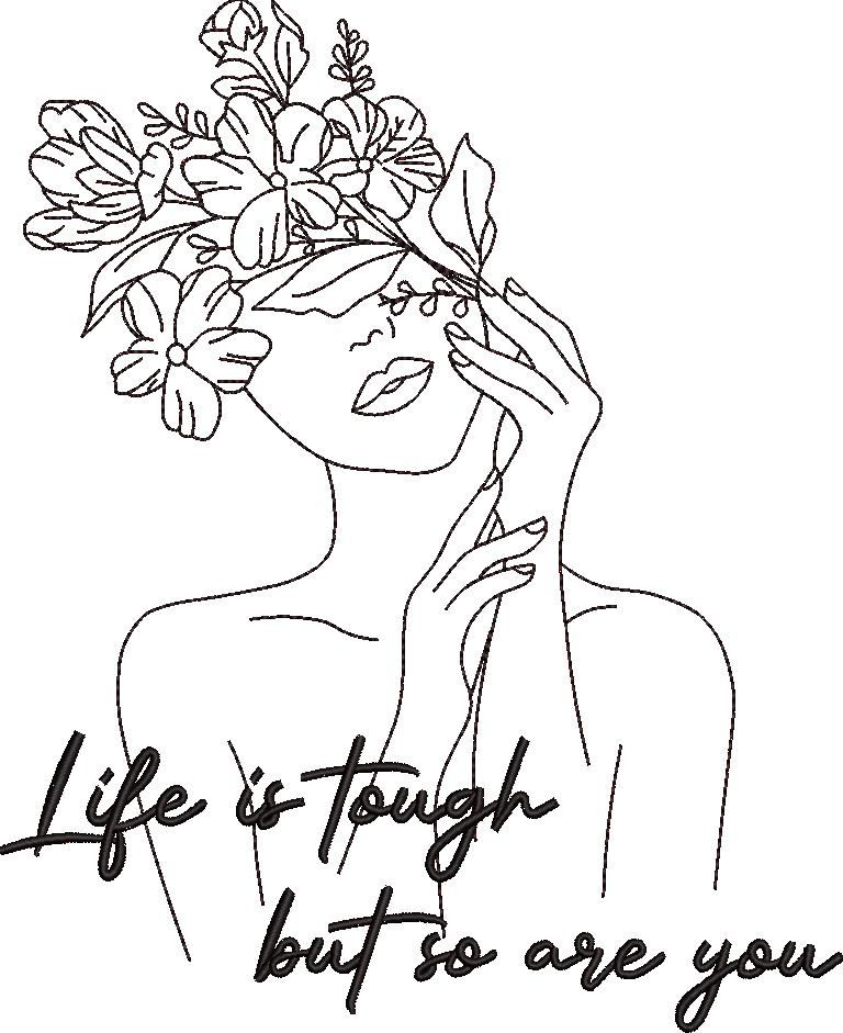 Life Is Tough Floral Woman Line Art Life Is Tough Floral Woman Line Art