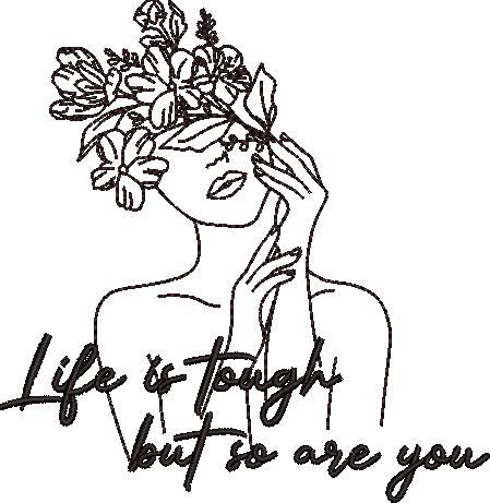 Life Is Tough Floral Woman Line Art Life Is Tough Floral Woman Line Art