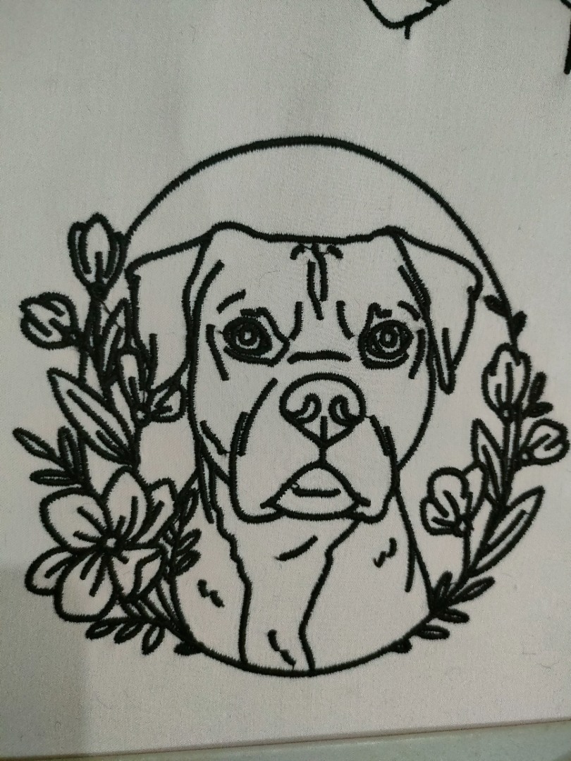 Boxer Dog in Floral Frame